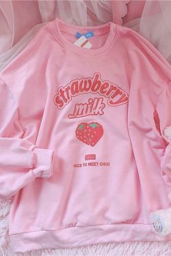 Strawberry Milk Sweatshirt - Y2K Summer Grunge, 90s Retro, Pastel Goth, Y2K Popstar Outfit