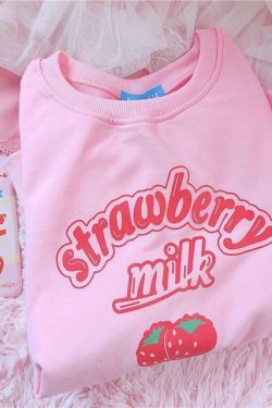 Strawberry Milk Sweatshirt - Y2K Summer Grunge, 90s Retro, Pastel Goth, Y2K Popstar Outfit