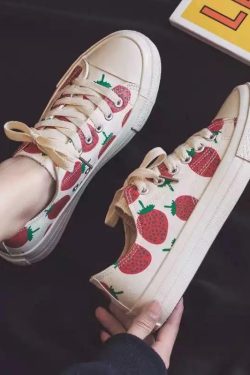 Strawberry Overload Sneakers - Y2K Summer, 90s Grunge, Retro Hip Hop, Pastel Goth Fashion
