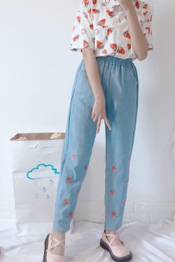 Strawberry Print Shirt - Y2K Summer Outfit, 90s Fashion, Grunge, Retro Style, Baby Tees Y2K