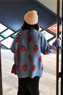 Strawberry Sweater - Y2K Summer Grunge, 90s Retro, Pastel Goth, Y2K Club & Party Outfits