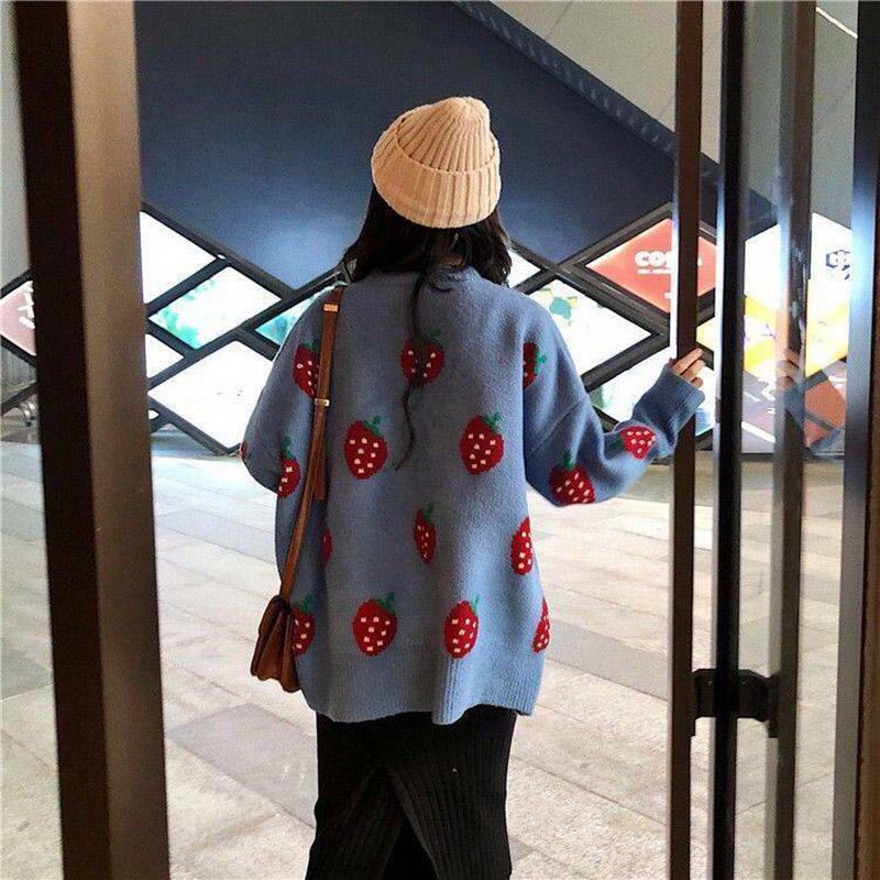 Strawberry Sweater - Y2K Summer Grunge, 90s Retro, Pastel Goth, Y2K Club & Party Outfits
