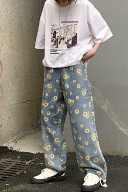 Sunflower Jeans - Y2K Summer Grunge Outfit, 90s Retro Fashion, Y2K Popstar & Club Style