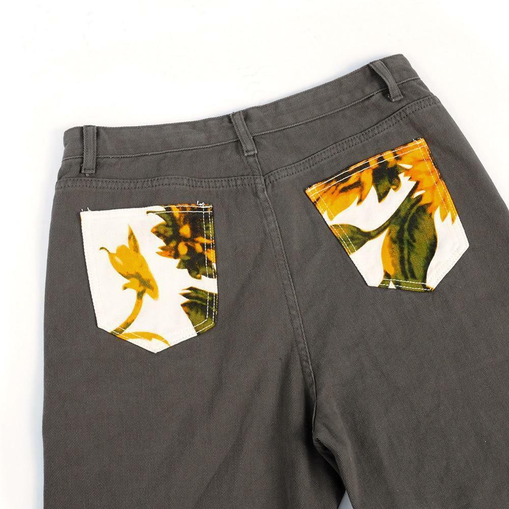 Sunflower Print Flare Pants - Y2K Summer, 90s Grunge, Retro Style, Y2K Party Outfits