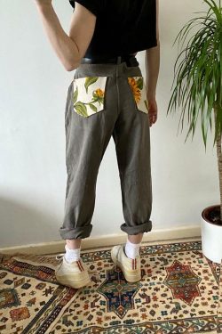 Sunflower Print Flare Pants - Y2K Summer, 90s Grunge, Retro Style, Y2K Party Outfits