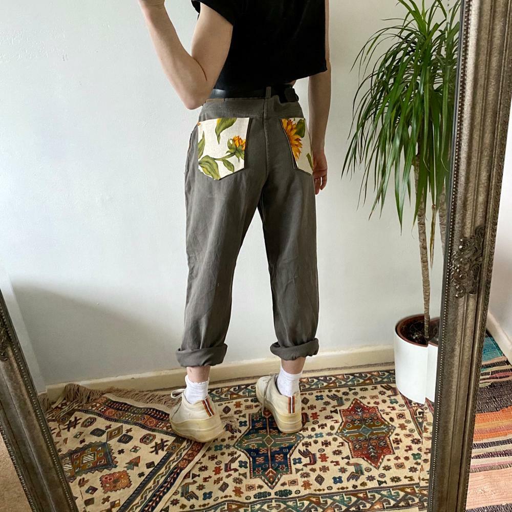 Sunflower Print Flare Pants - Y2K Summer, 90s Grunge, Retro Style, Y2K Party Outfits