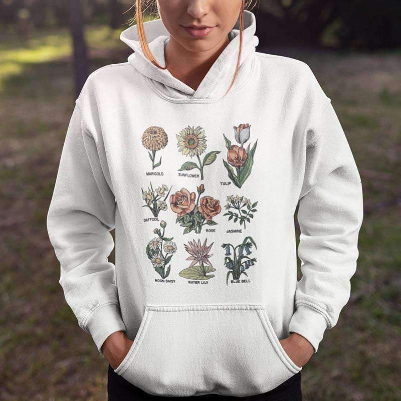 Sunflower Print Hoodie - Y2K Summer Grunge, 90s Retro, Pastel Goth, Y2K Club & Party Outfits