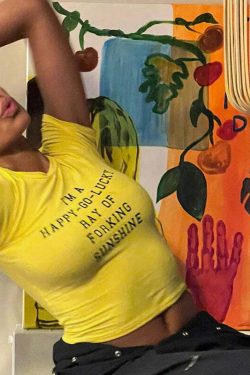 Sunshine Letter Print T-Shirt - Y2K Summer, 90s Grunge, Retro, Pastel Goth, Y2K Club Outfit