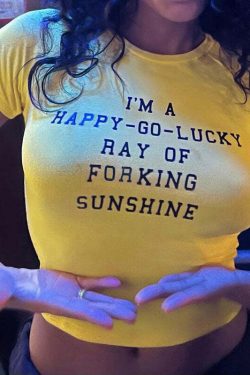 Sunshine Letter Print T-Shirt - Y2K Summer, 90s Grunge, Retro, Pastel Goth, Y2K Club Outfit