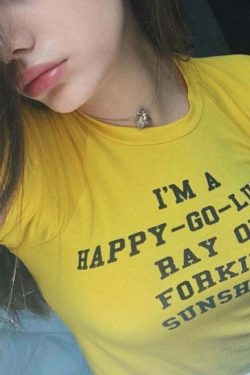 Sunshine Letter Print T-Shirt - Y2K Summer, 90s Grunge, Retro, Pastel Goth, Y2K Club Outfit