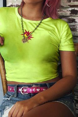 Sunshine Smile Crop Top - Y2K Summer, 90s Grunge, Retro, Pastel Goth, Y2K Party Outfits