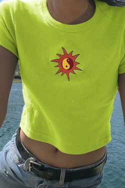 Sunshine Smile Crop Top - Y2K Summer, 90s Grunge, Retro, Pastel Goth, Y2K Party Outfits