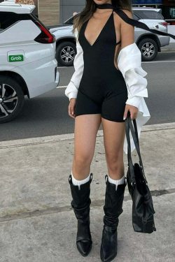 Sury Sleeveless Romper - Y2K Summer Outfit, 90s Fashion, Grunge, Retro Style, Y2K Party Look