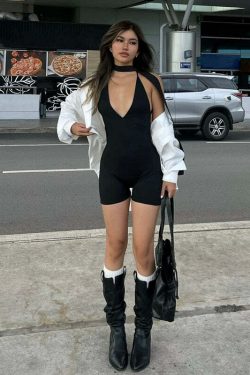 Sury Sleeveless Romper - Y2K Summer Outfit, 90s Fashion, Grunge, Retro Style, Y2K Party Look