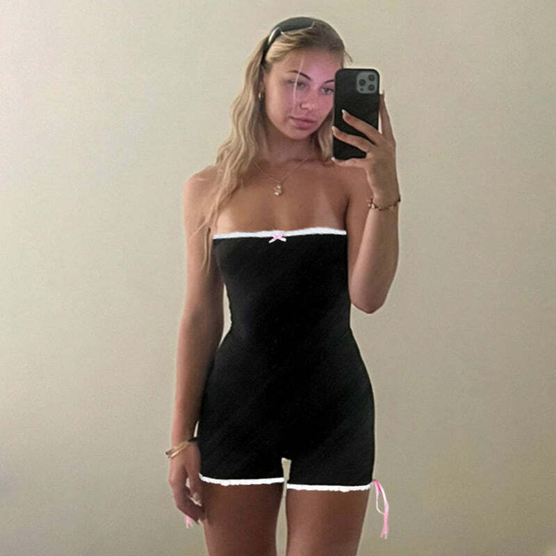 Sury Strapless Romper - Y2K Summer Outfit, 90s Grunge Fashion, Retro Style, Y2K Party Look