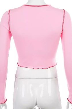 Sweet Cherry Sleeved Crop Top - Y2K Summer, 90s Fashion, Grunge, Retro, Pastel Goth, Y2K Club