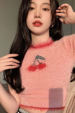 Sweet Cherry Soft Crop Top - Y2K Summer, 90s Grunge, Retro, Pastel Goth, Y2K Party Outfit