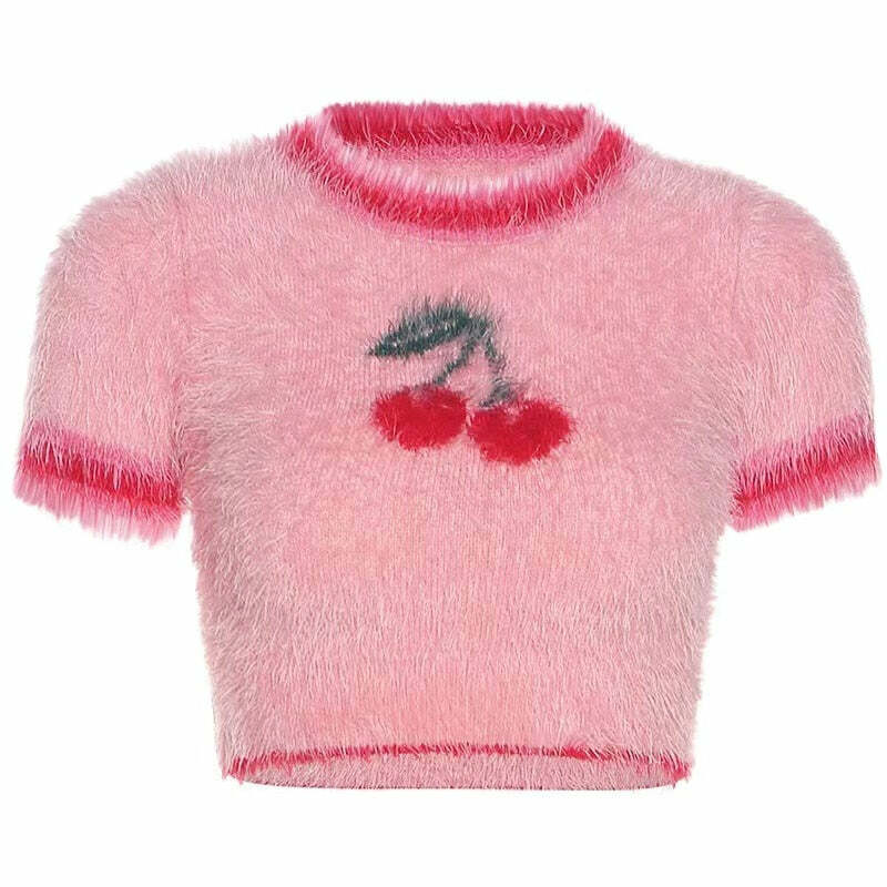 Sweet Cherry Soft Crop Top - Y2K Summer, 90s Grunge, Retro, Pastel Goth, Y2K Party Outfit