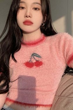 Sweet Cherry Soft Crop Top - Y2K Summer, 90s Grunge, Retro, Pastel Goth, Y2K Party Outfit
