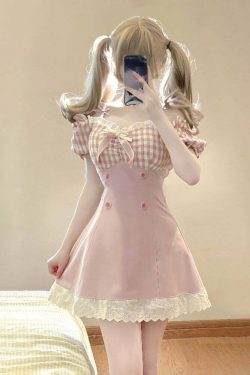 Sweet Doll Mini Gingham Dress - Y2K Summer, 90s Fashion, Grunge, Retro, Pastel Goth Outfits