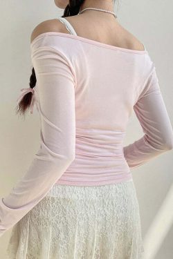 Sweet Girl Lace-up Long Sleeve Top - Y2K Summer, 90s Fashion, Grunge, Retro, Pastel Goth