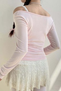 Sweet Girl Lace-up Long Sleeve Top - Y2K Summer, 90s Fashion, Grunge, Retro, Pastel Goth