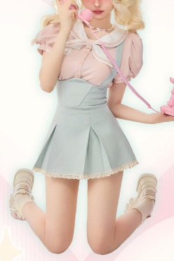 Sweet Girl Y2K Two Piece Set - Blue Pink, 90s Grunge Summer Outfit, Retro Fashion, Y2K Clubwear
