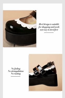 Sweet Goth Mary Jane Shoes - Black with White Trim | Y2K Grunge & 90s Retro Fashion
