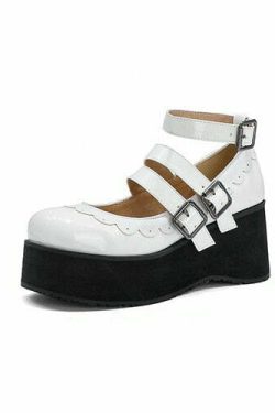 Sweet Goth Mary Jane Shoes with White Trim - Perfect for Y2K, 90s, and Grunge Outfits