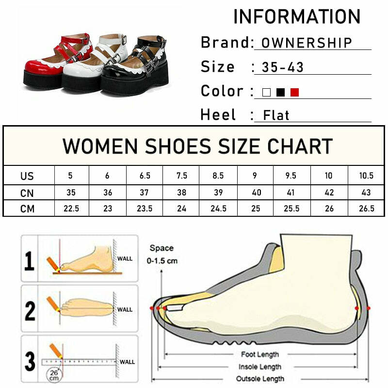 Sweet Goth Mary Jane Shoes with White Trim - Red | Y2K Grunge & 90s Retro Fashion