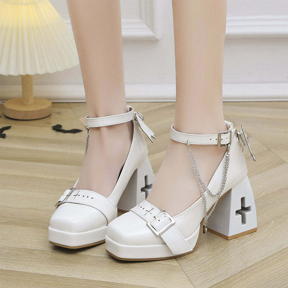 Sweet Gothic Lolita Vampire Mary Janes - Y2K Grunge, 90s Fashion, Retro Style, Pastel Goth Shoes