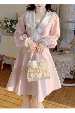 Sweet Lolita Pink Pretty Dress - Y2K Summer, 90s Fashion, Grunge, Retro, Pastel Goth, Y2K Out
