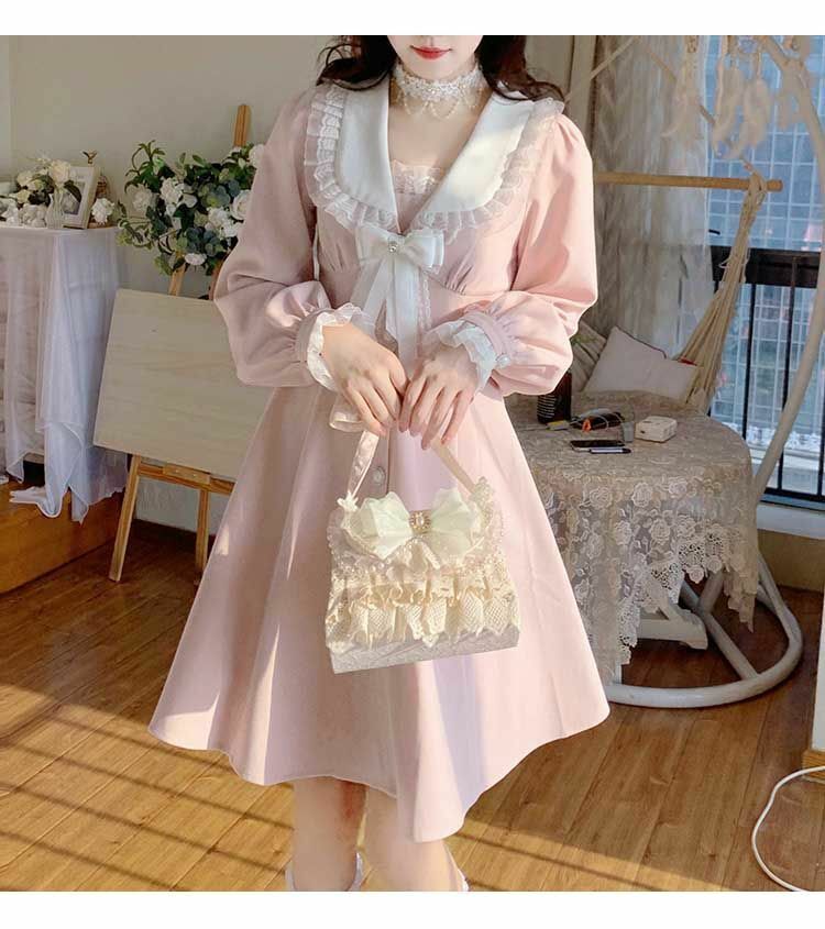 Sweet Lolita Pink Pretty Dress - Y2K Summer, 90s Fashion, Grunge, Retro, Pastel Goth, Y2K Out