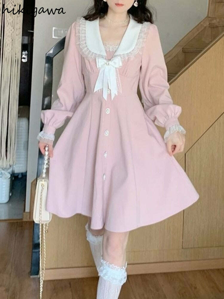 Sweet Lolita Pink Pretty Dress - Y2K Summer, 90s Fashion, Grunge, Retro, Pastel Goth, Y2K Out