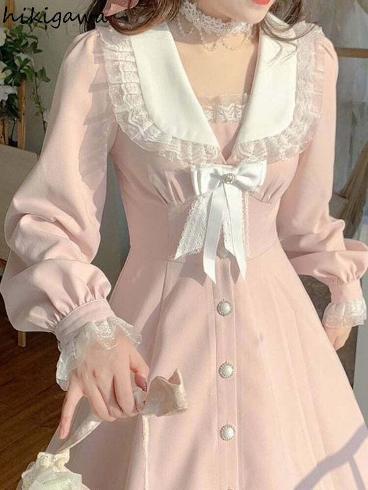 Sweet Lolita Pink Pretty Dress - Y2K Summer, 90s Fashion, Grunge, Retro, Pastel Goth, Y2K Out