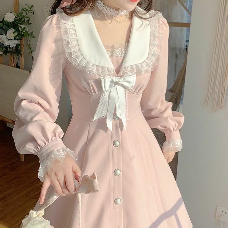 Sweet Lolita Pink Pretty Dress - Y2K Summer, 90s Fashion, Grunge, Retro, Pastel Goth, Y2K Out