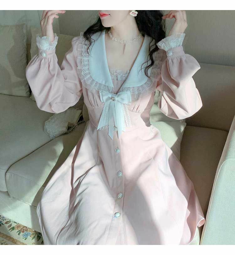 Sweet Lolita Pink Pretty Dress - Y2K Summer, 90s Fashion, Grunge, Retro, Pastel Goth, Y2K Out