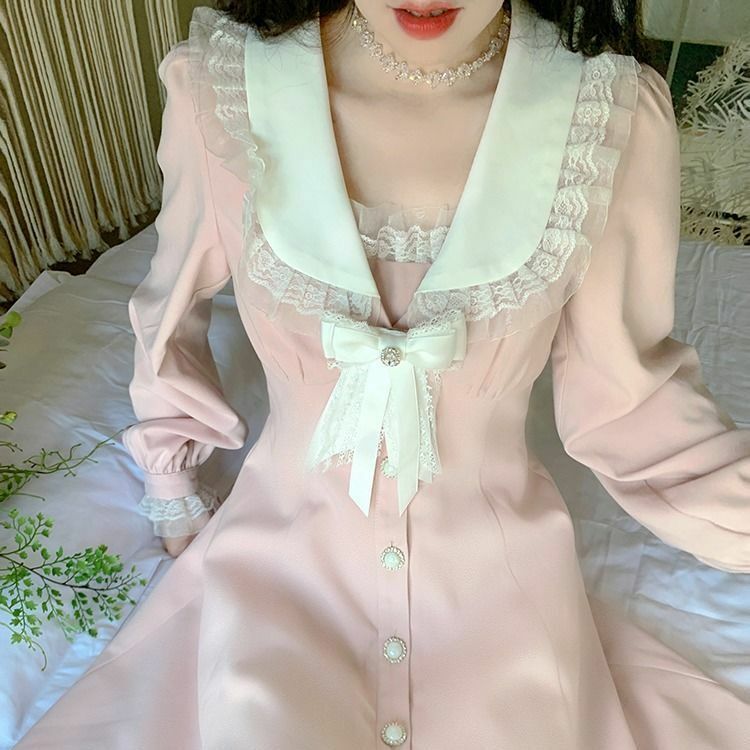 Sweet Lolita Pink Pretty Dress - Y2K Summer, 90s Fashion, Grunge, Retro, Pastel Goth, Y2K Out