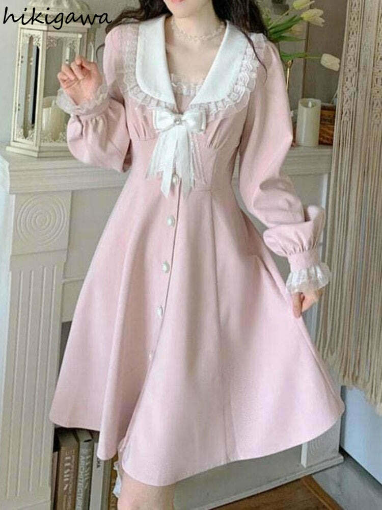 Sweet Lolita Pink Pretty Dress - Y2K Summer, 90s Fashion, Grunge, Retro, Pastel Goth, Y2K Out