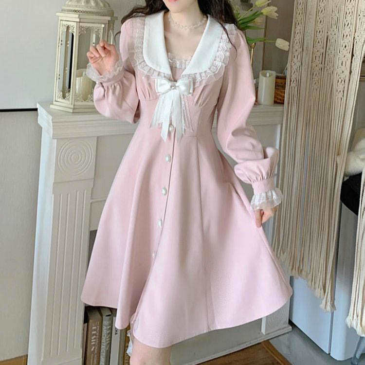Sweet Lolita Pink Pretty Dress - Y2K Summer, 90s Fashion, Grunge, Retro, Pastel Goth, Y2K Out