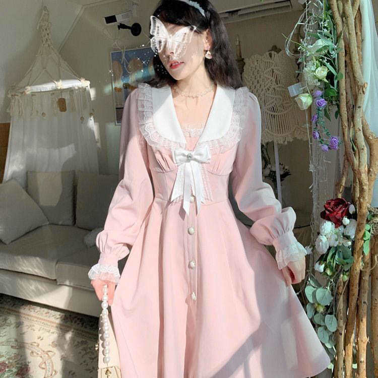 Sweet Lolita Pink Pretty Dress - Y2K Summer, 90s Fashion, Grunge, Retro, Pastel Goth, Y2K Out
