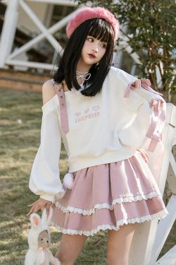 Sweet Lolita Surprise White Sweatshirt - Y2K Summer, 90s Grunge, Retro Goth, Pastel Goth Fashion
