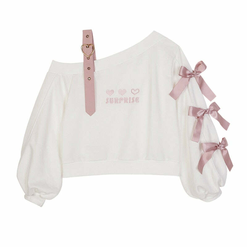 Sweet Lolita Surprise White Sweatshirt - Y2K Summer, 90s Grunge, Retro Goth, Pastel Goth Fashion