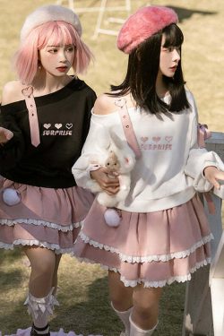 Sweet Lolita Surprise White Sweatshirt - Y2K Summer, 90s Grunge, Retro Goth, Pastel Goth Fashion