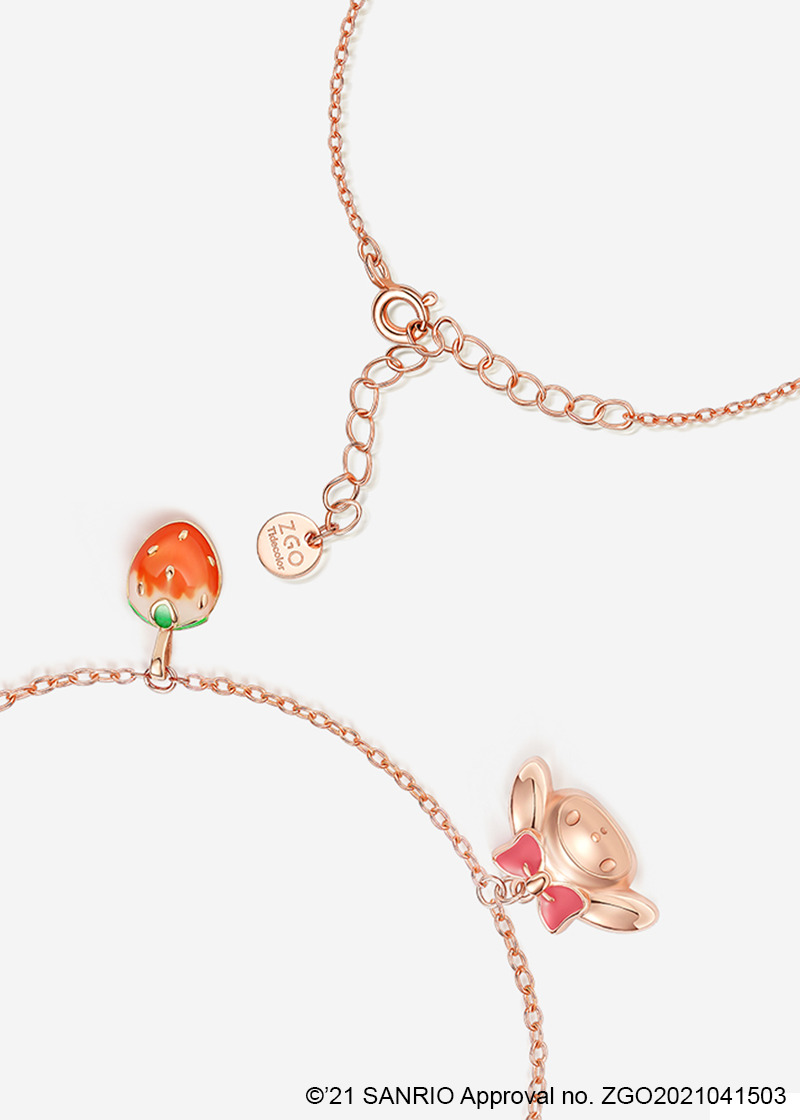 Sweet My Melody Sterling Silver Bracelet with Pendants - Y2K Grunge & 90s Retro Style