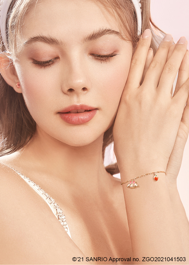 Sweet My Melody Sterling Silver Bracelet with Pendants - Y2K Grunge & 90s Retro Style