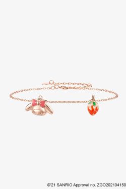 Sweet My Melody Sterling Silver Bracelet with Pendants - Y2K Grunge & 90s Retro Style