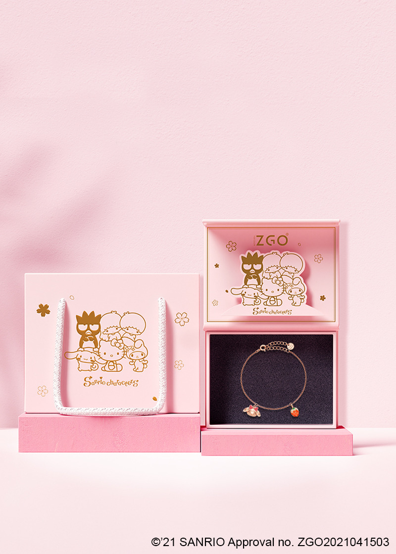Sweet My Melody Sterling Silver Bracelet with Pendants - Y2K Grunge & 90s Retro Style