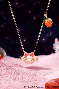 Sweet My Melody Sterling Silver Necklace with Pendants - Y2K Grunge & 90s Retro Style