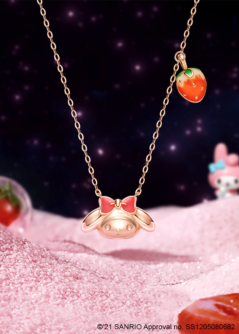 Sweet My Melody Sterling Silver Necklace with Pendants - Y2K Grunge & 90s Retro Style